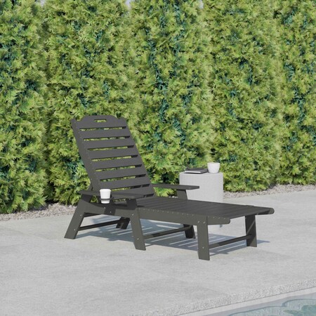 Flash Furniture Gray Adjustable Chaise Lounger with Cupholder LE-HMP-2017-414-GY-GG